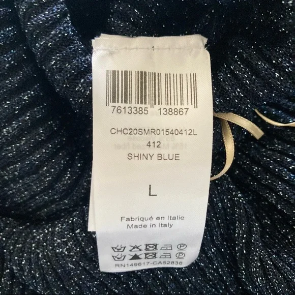 New Chloé Shiny Blue Knit Longsleeve Dress Size Large - Picture 10 of 10